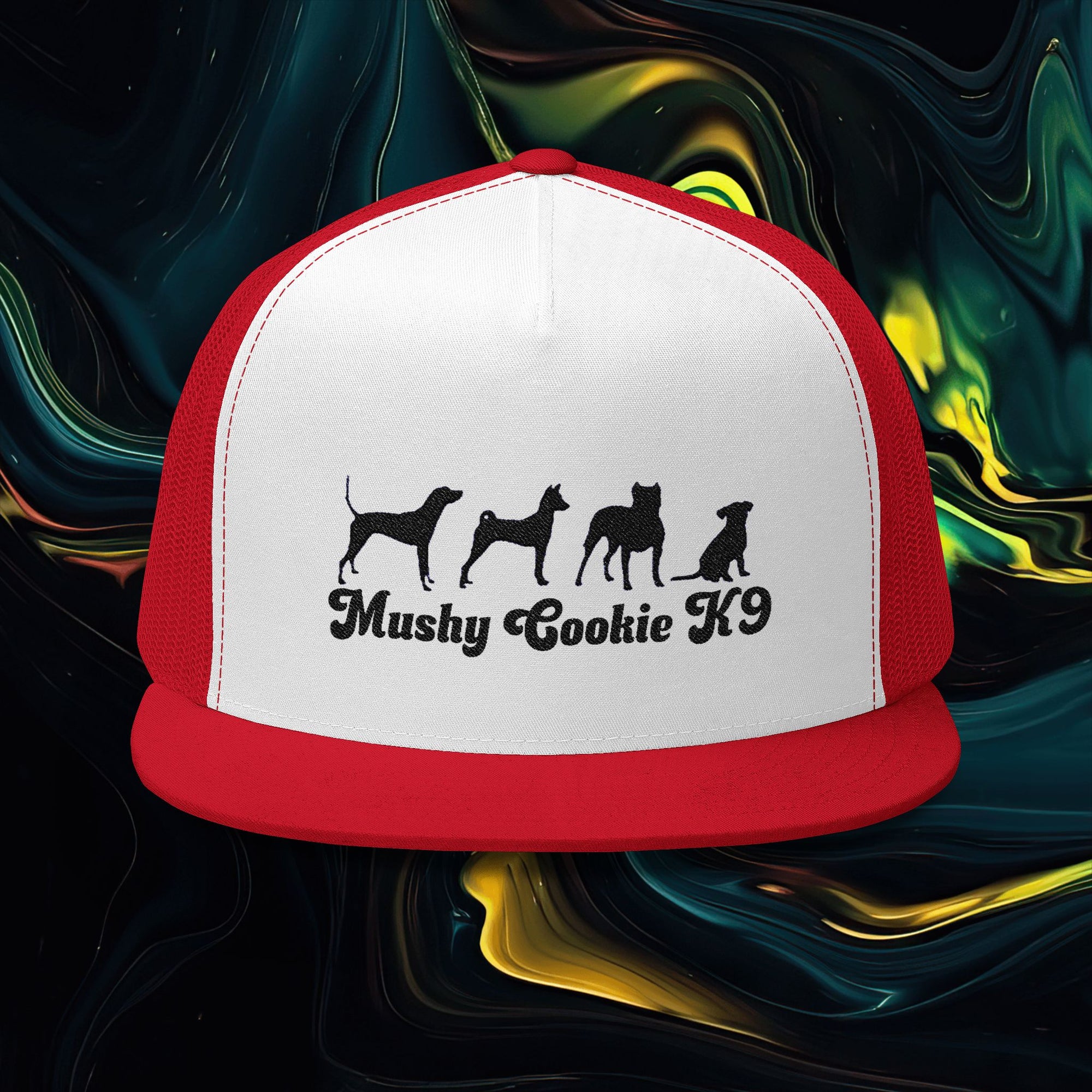 Mushy Cookie K9 | Embroidered 5 Panel Trucker Cap - Mushy Cookie K9
