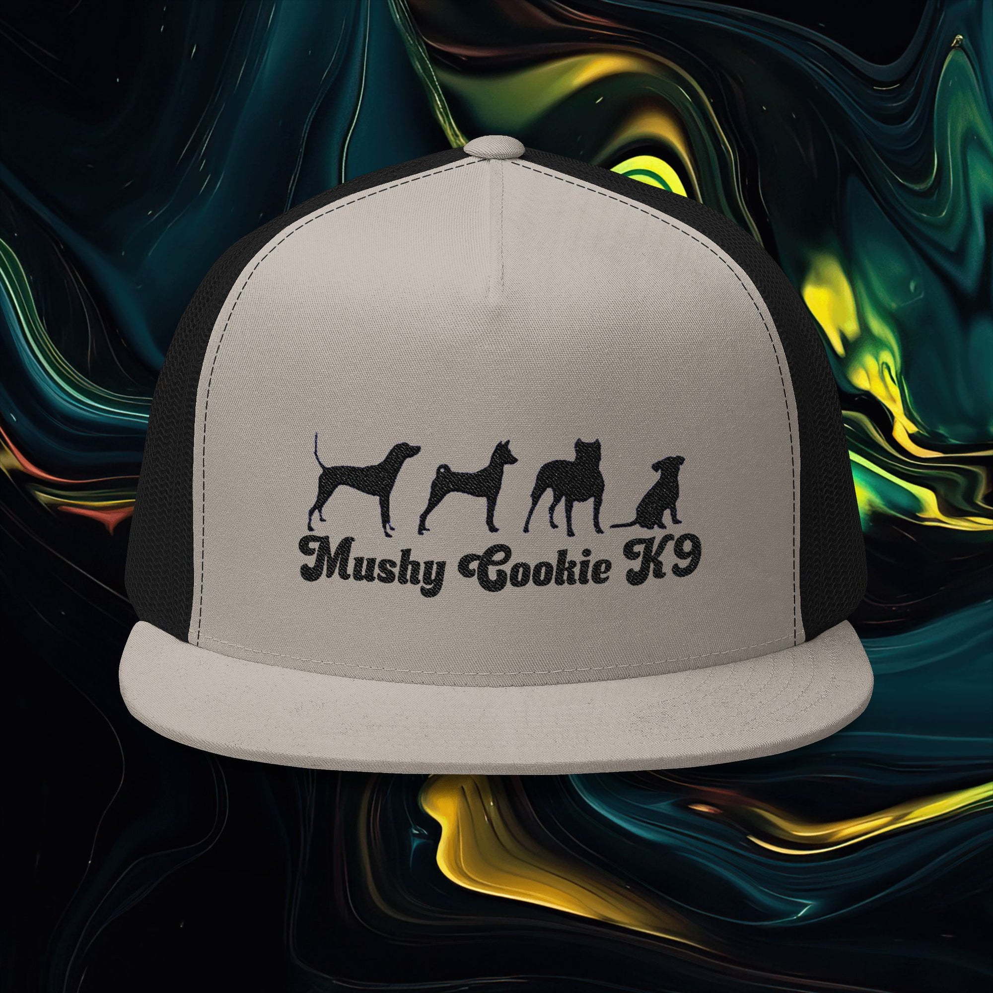 Mushy Cookie K9 | Embroidered 5 Panel Trucker Cap - Mushy Cookie K9