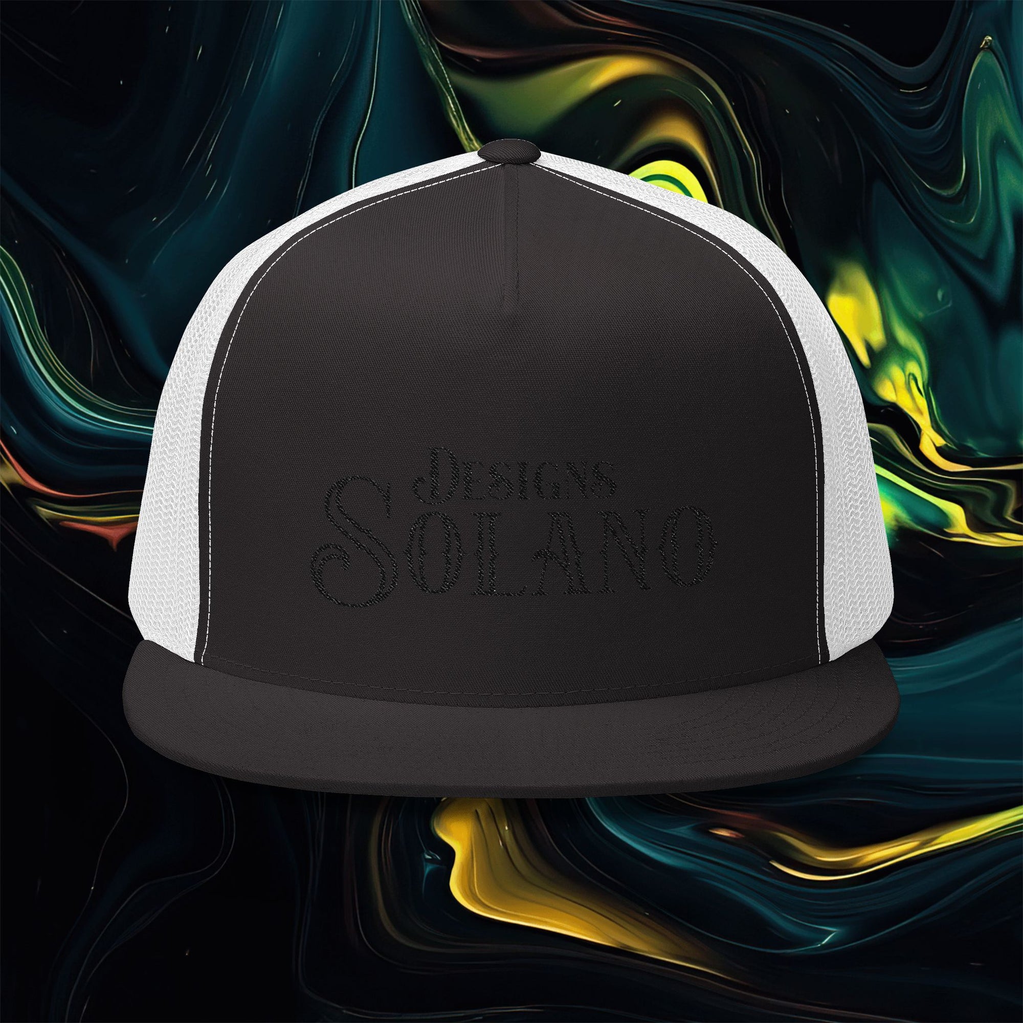 Solano Designs | Embroidered 5 Panel Trucker Cap - Trendy Casual Hat for Everyday Wear
